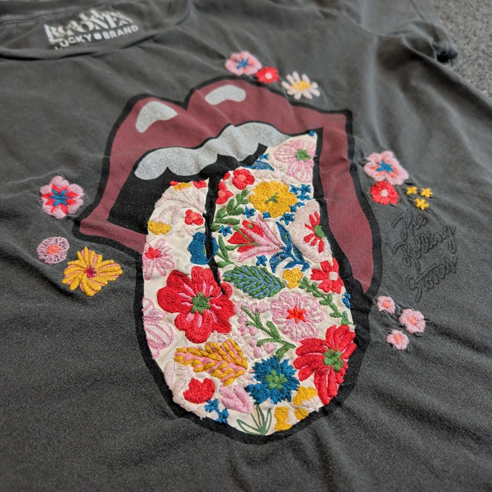 Graphic Tee Rolling Stones Lucky Brand Medium Charcoal Womens Cotton 2025 Modern - Picture 3 of 9